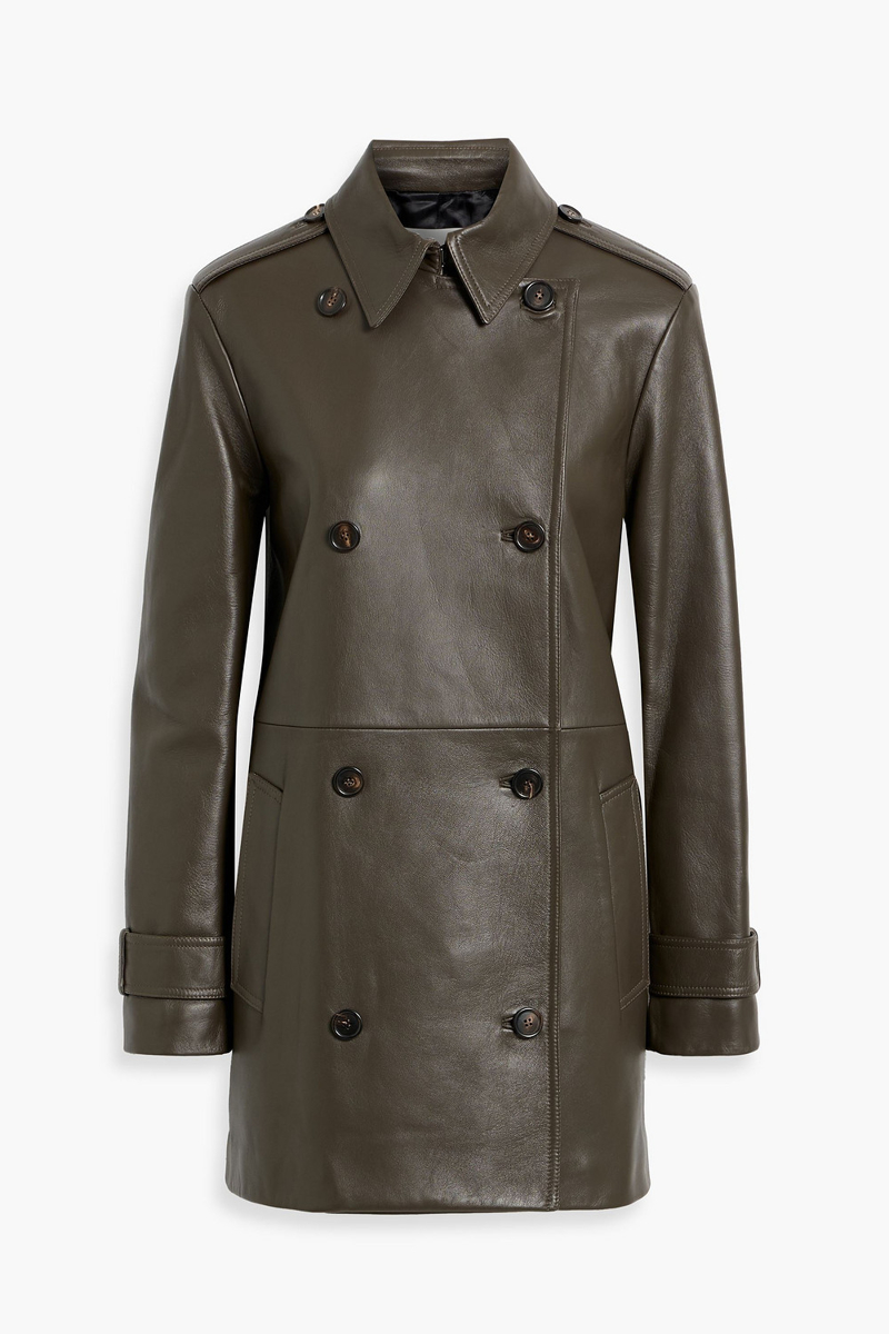 veronica de piante - charlotte double-breasted leather trench coat - neutral - it 42