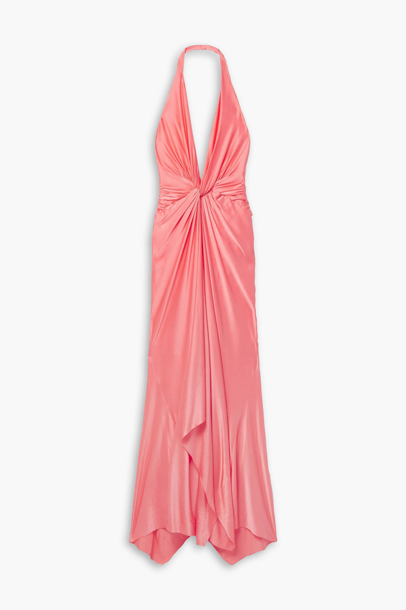Alexandre Vauthier - Twisted stretch-satin twill halterneck maxi dress - Orange - FR 42