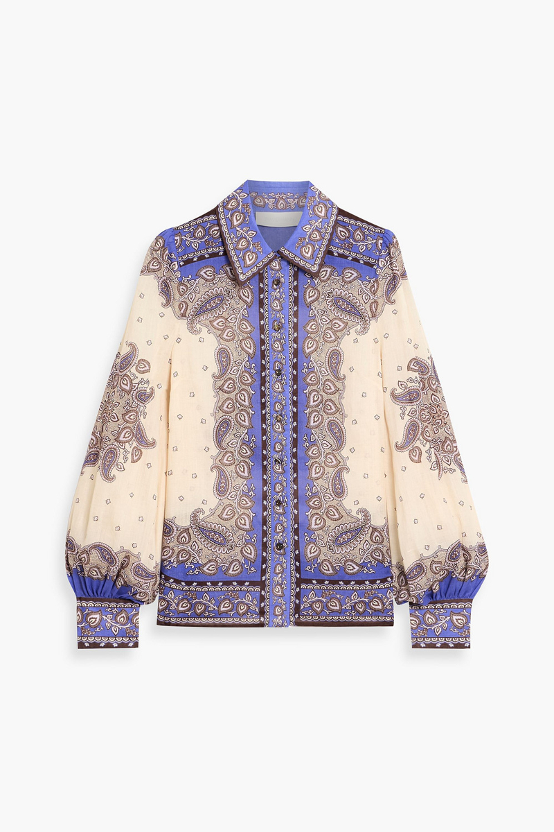 zimmermann - paisley-print ramie shirt - purple - 1