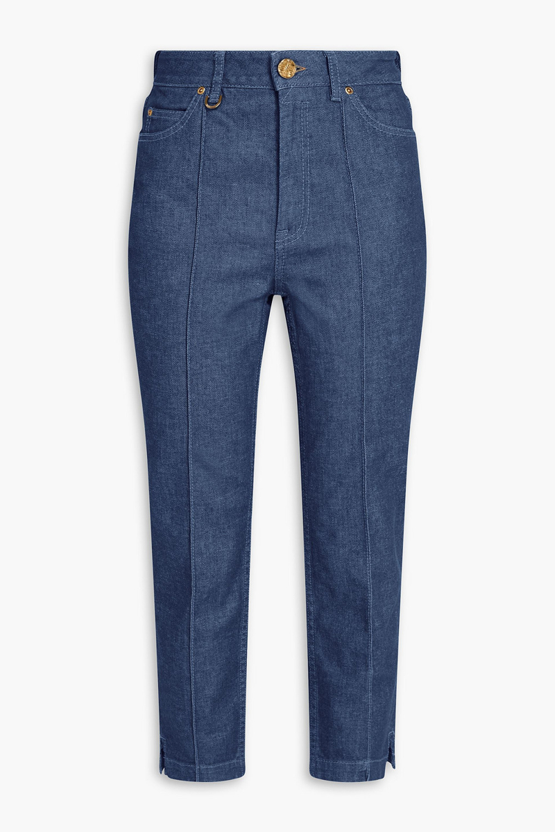 zimmermann - cropped high-rise tapered jeans - blue - 28