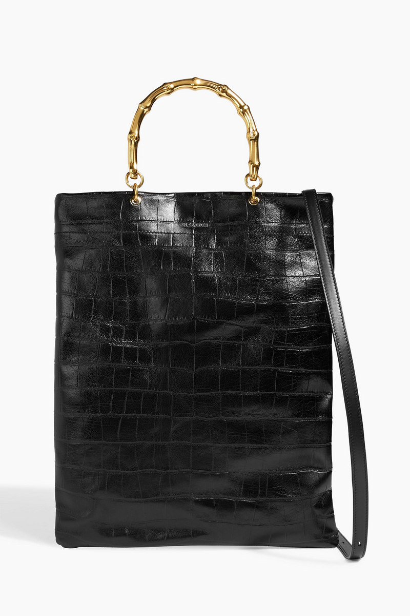jil sander - croc-effect leather tote - black - onesize
