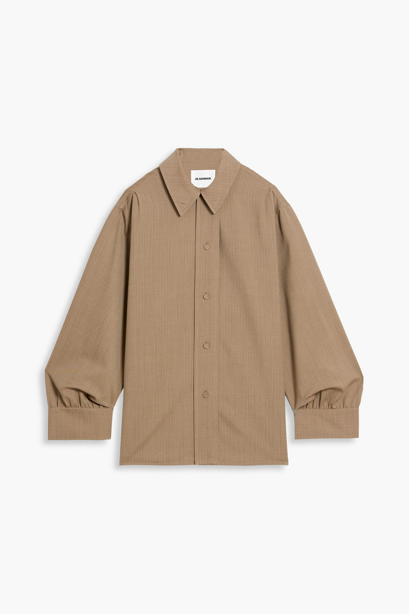 jil sander - wool-jacquard shirt - neutral - fr 42
