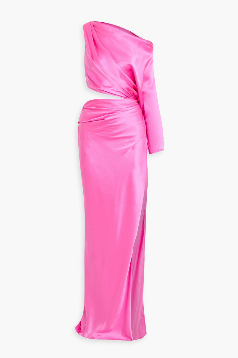 the sei - one-sleeve cutout silk-satin gown - pink - us 0
