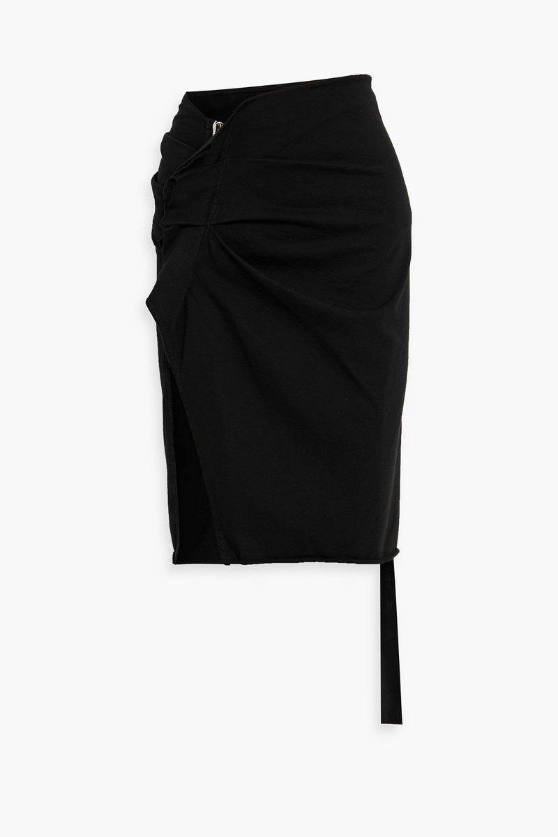 rick owens - edfu ruched cotton skirt - black - m