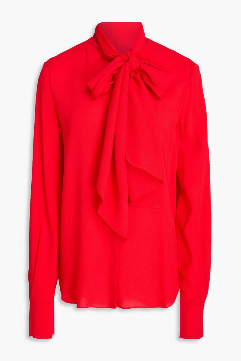 Another Tomorrow - Pussy-bow crepe blouse - Red - IT 40