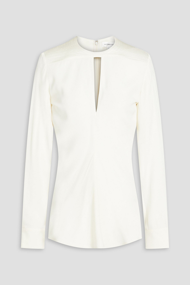 Victoria Beckham - Cutout satin-crepe top - White - UK 6