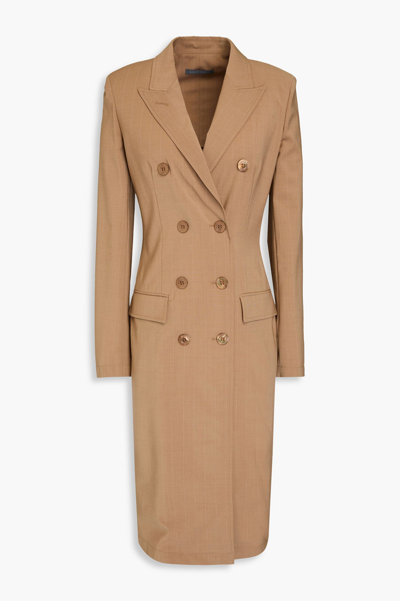 alberta ferretti - pinstriped wool-blend dress - neutral - it 38