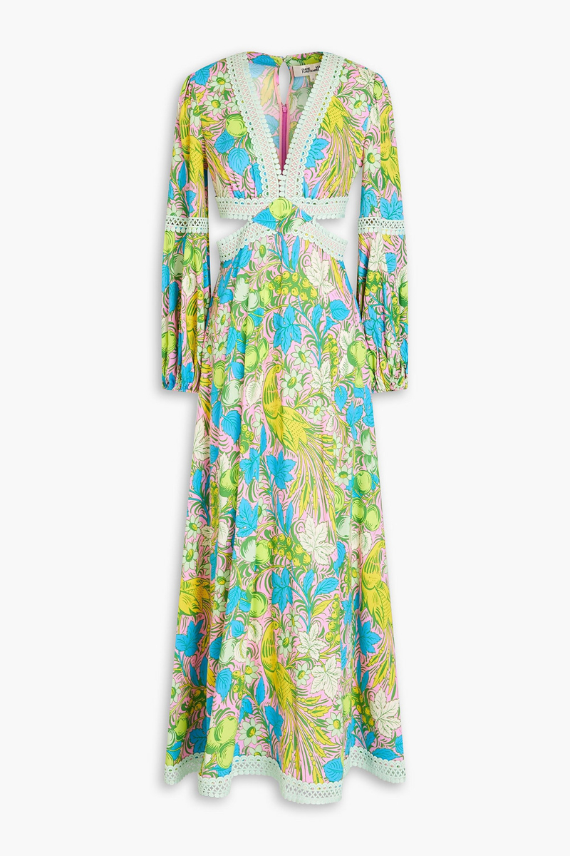 diane von furstenberg - lina embroidered floral-print crepe maxi dress - multicolor - us 0