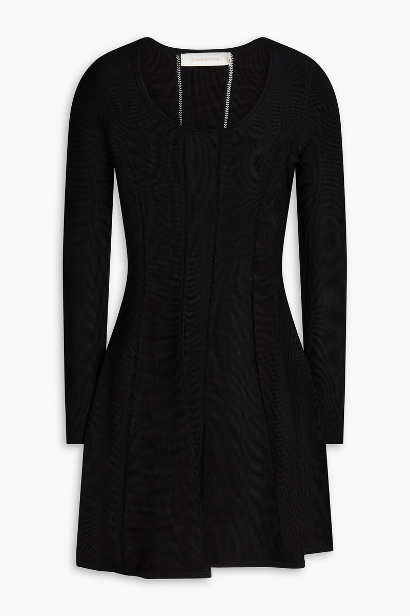 zimmermann - pointelle-knit mini dress - black - 00
