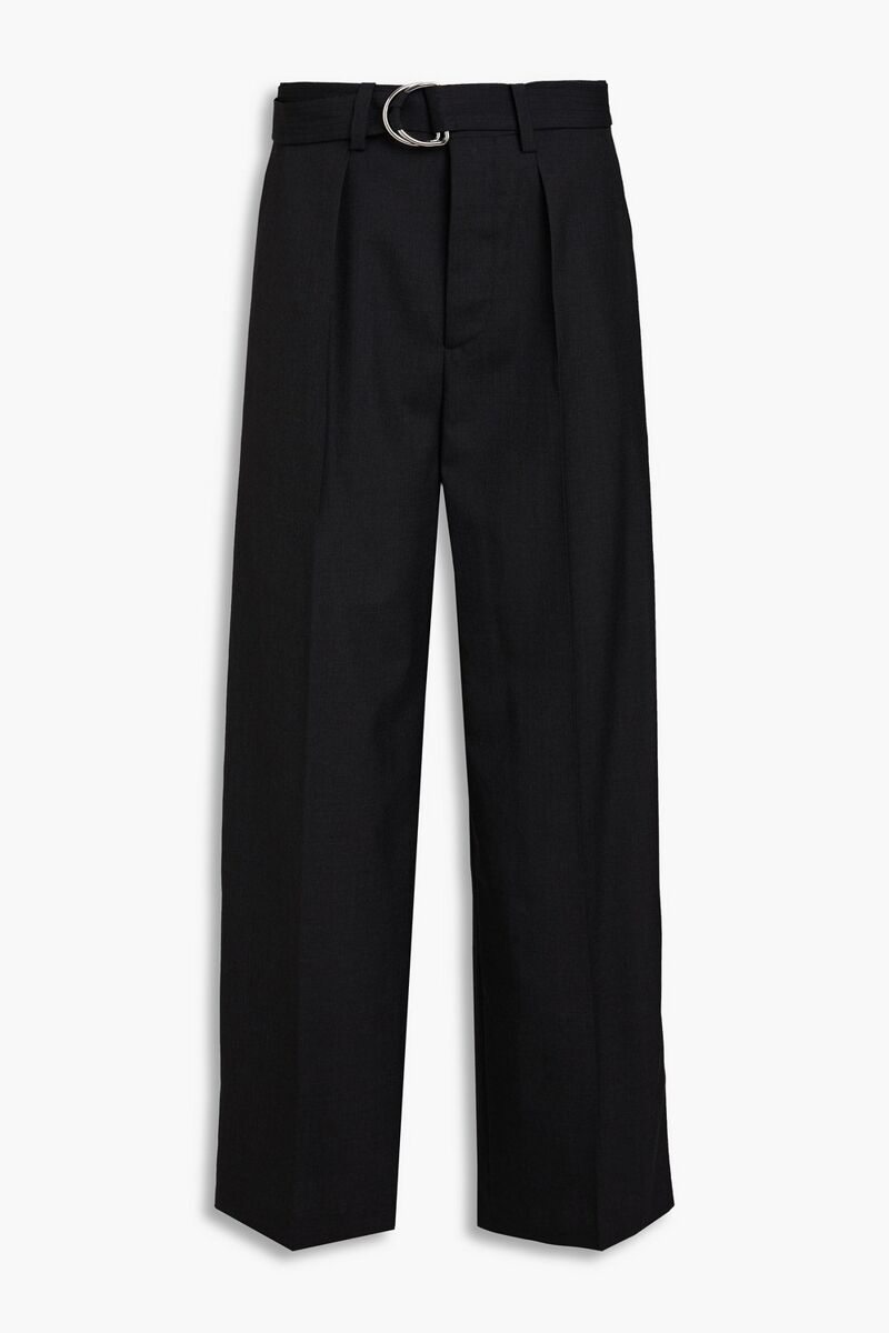 Nanushka - Bento belted pleated grain de poudre pants - Gray - IT 50