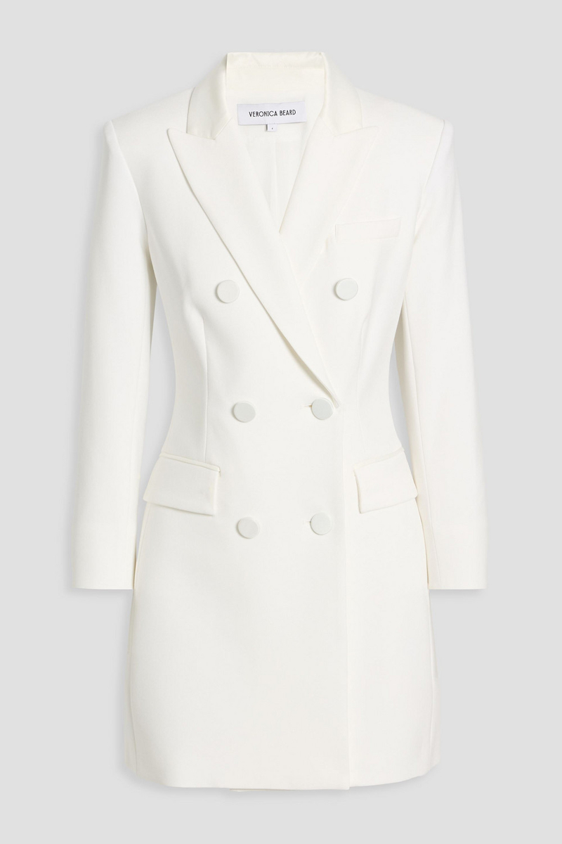 veronica beard - elianna crepe mini tuxedo dress - white - us 4