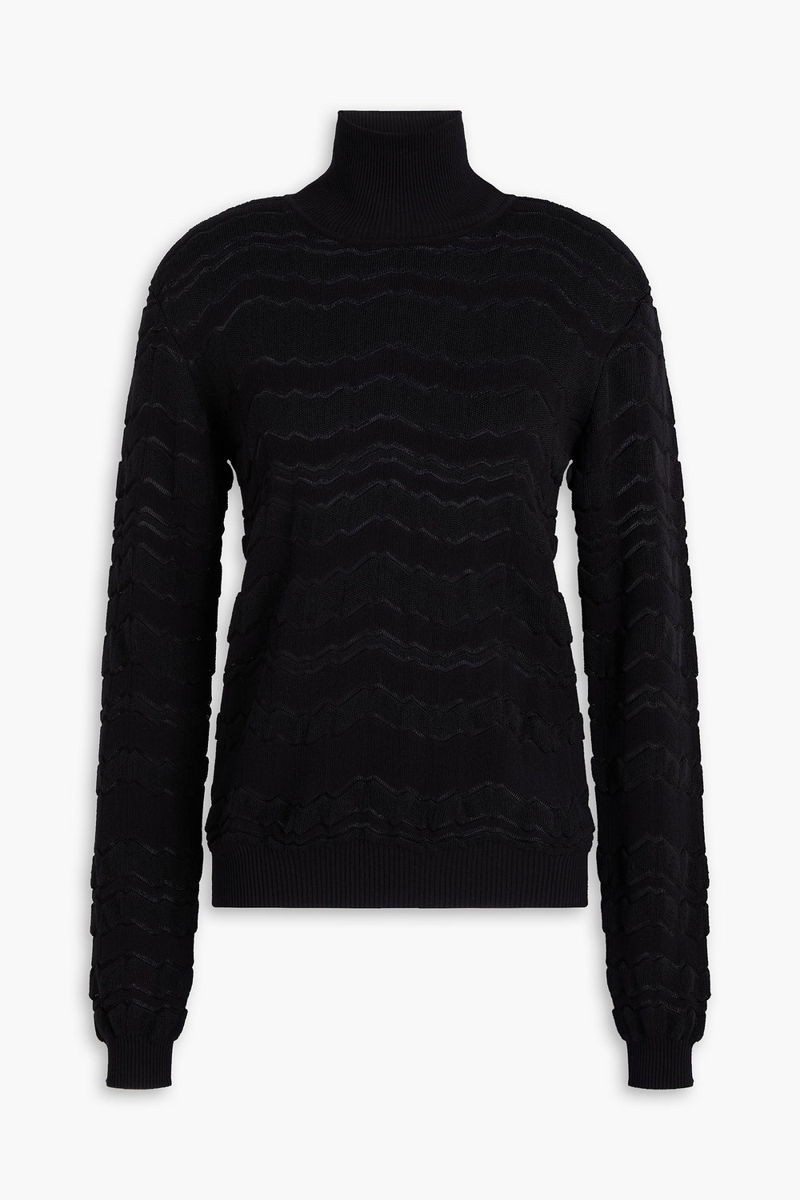 missoni - crochet-knit turtleneck sweater - black - xs