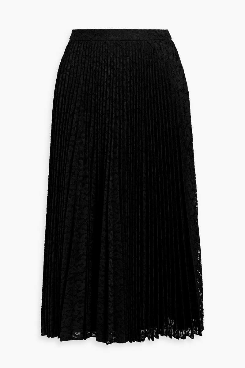 theory - pleated lace midi skirt - black - us 00