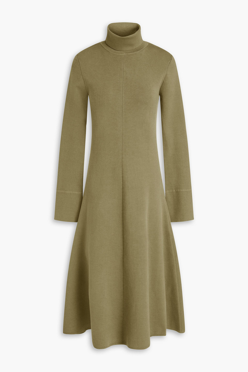 joseph - silk-blend turtleneck midi dress - green - m