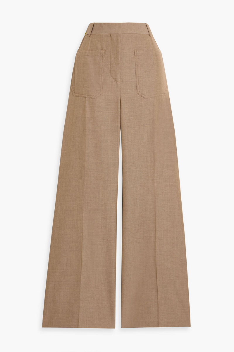 victoria beckham - wool wide-leg pants - neutral - uk 12