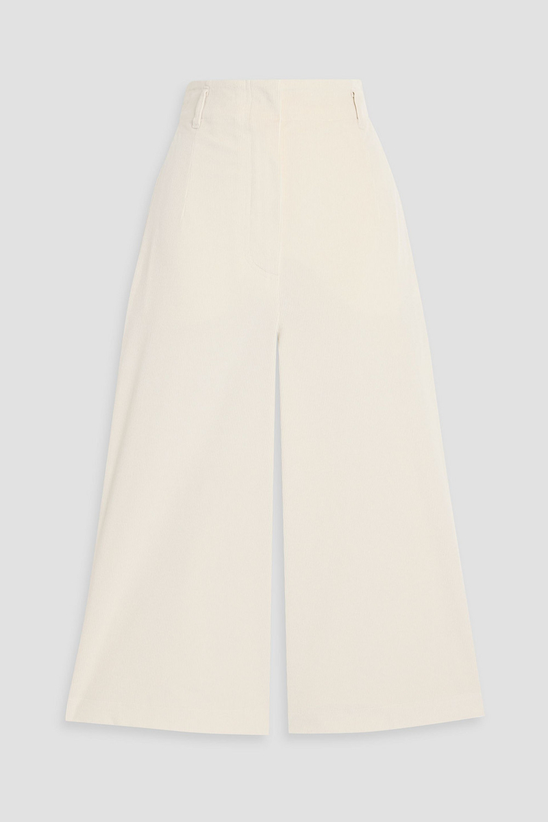 max mara - zenith cotton-blend corduroy culottes - white - it 34