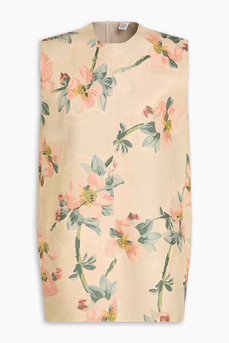 toteme - floral-print leather top - neutral - fr 32