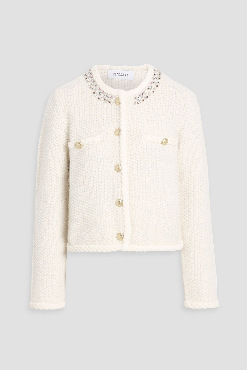 derek lam 10 crosby - zaria embellished cotton-blend jacket - white - xs
