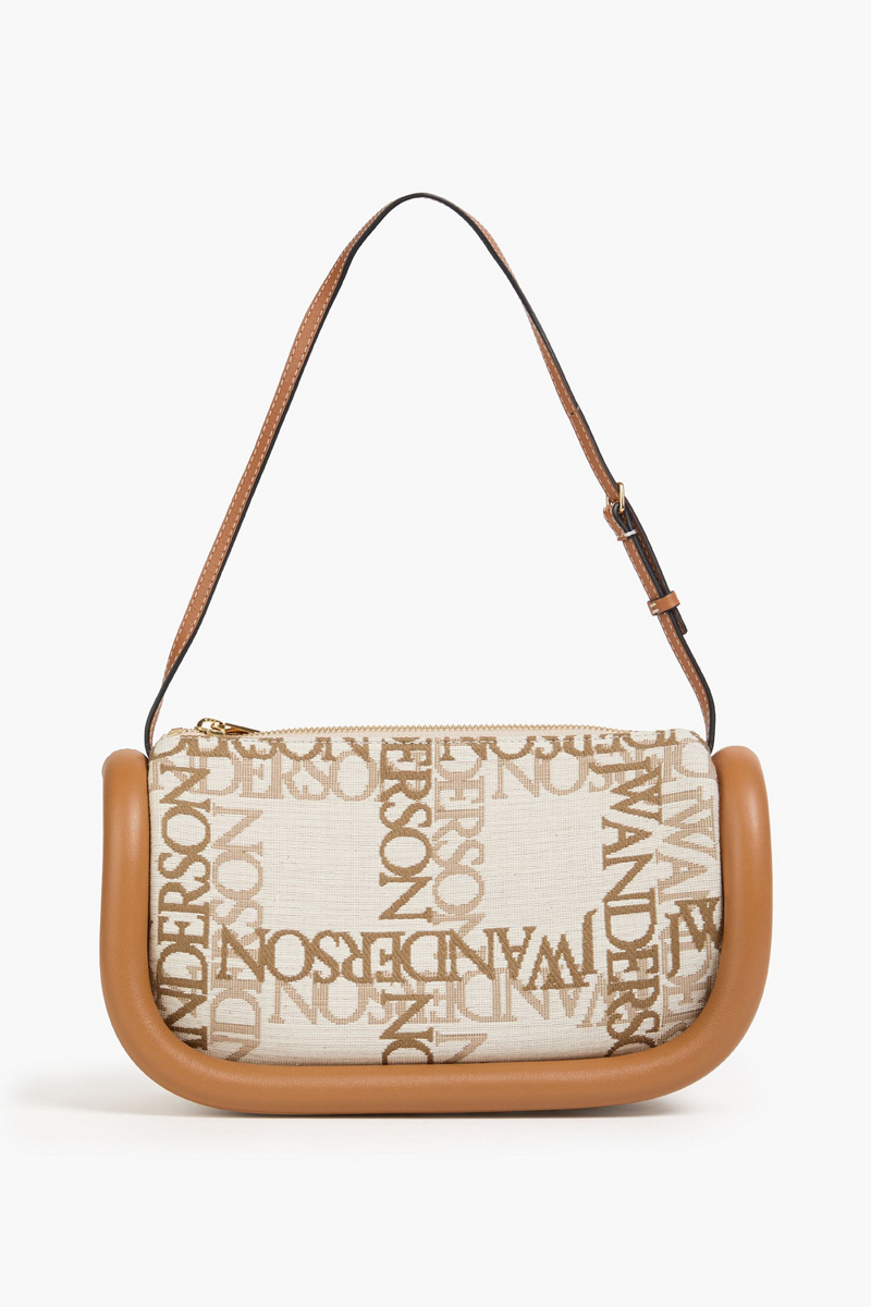 jw anderson - bumper-15 leather-trimmed jacquard shoulder bag - neutral - onesize