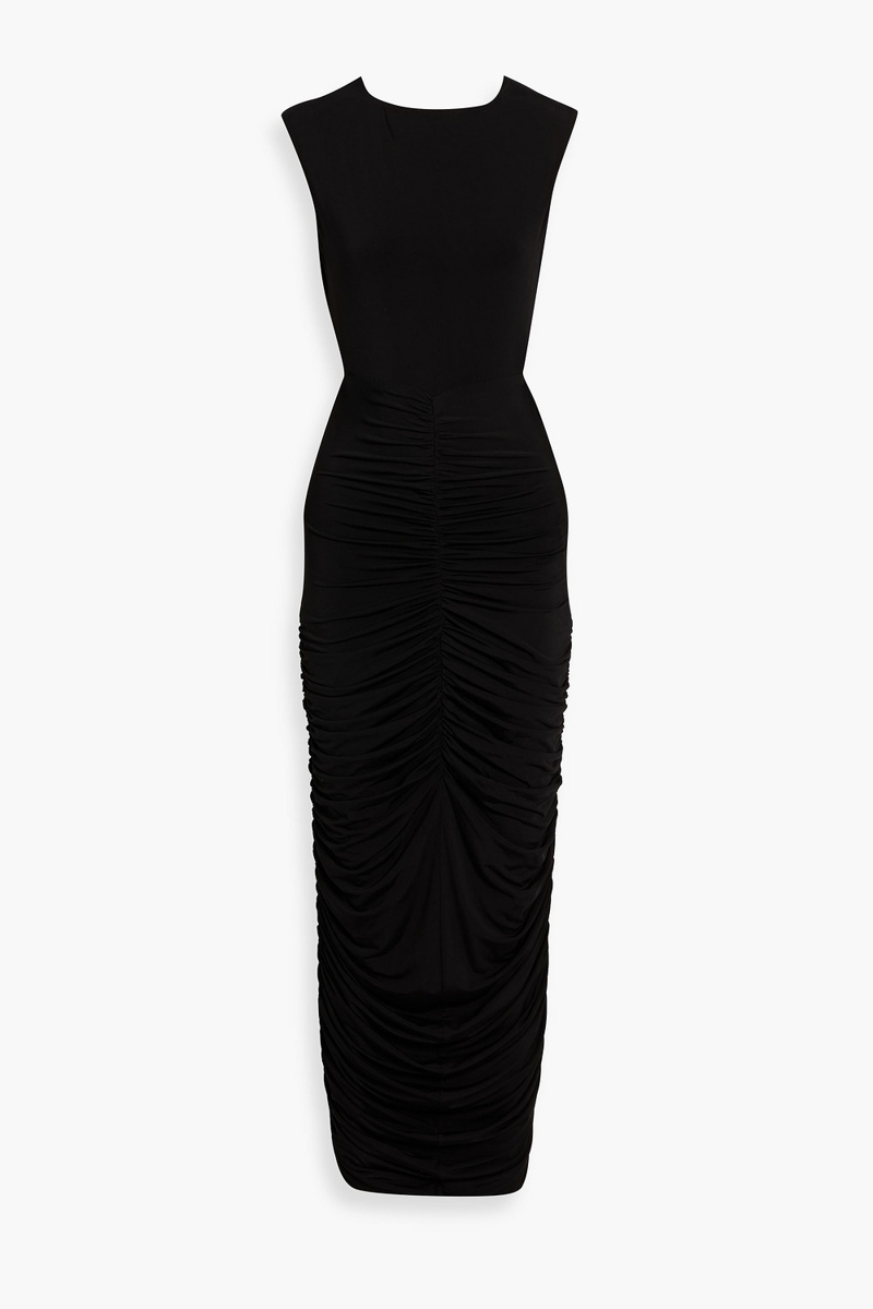 magda butrym - open-back ruched stretch-jersey maxi dress - black - fr 36