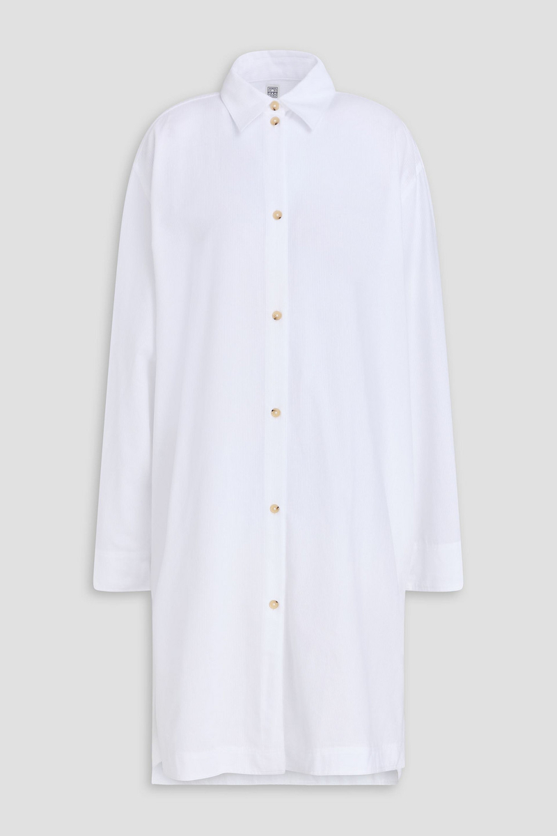 toteme - striped cotton-jacquard shirt dress - white - fr 32