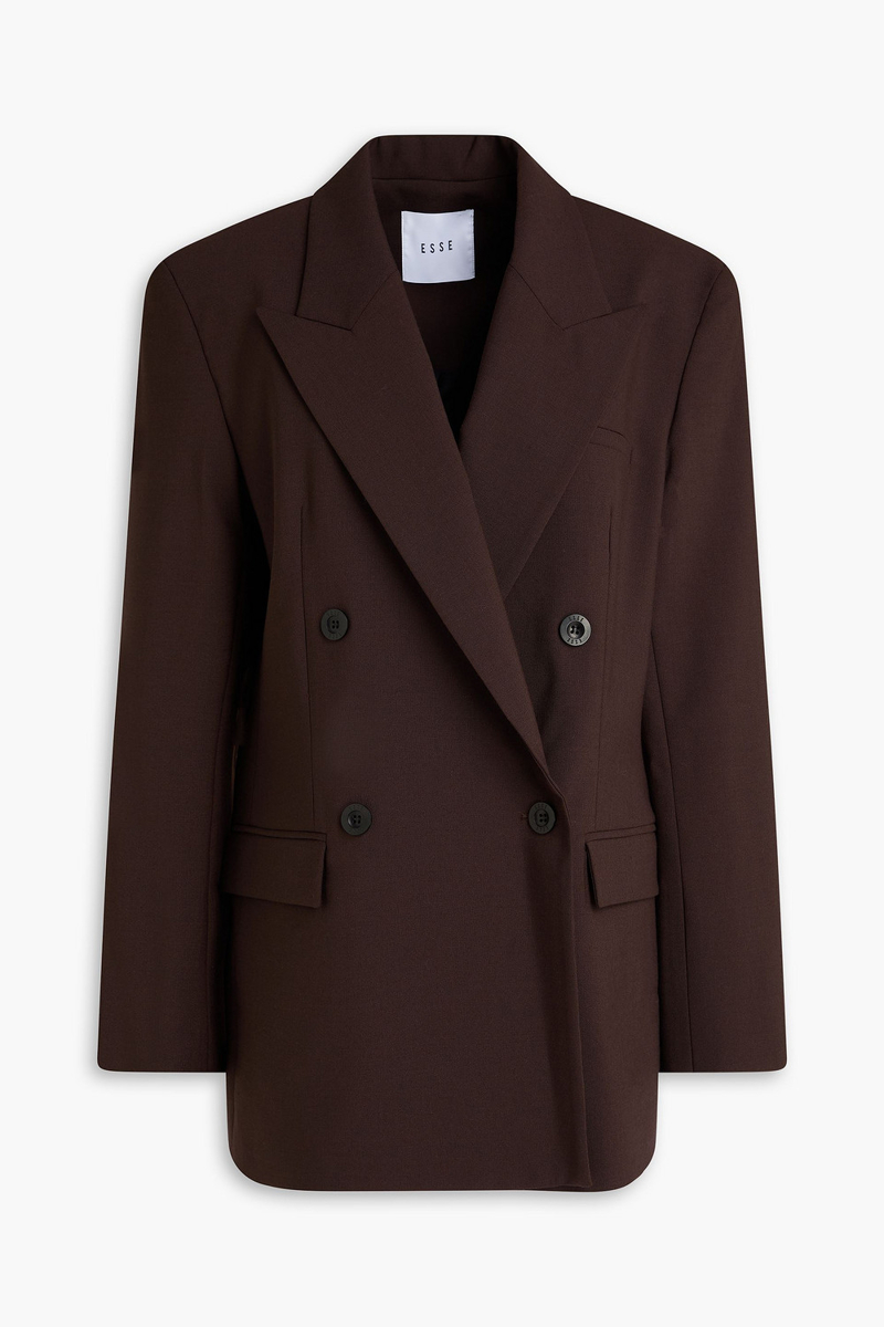 esse studios - onus double-breasted crepe blazer - brown - uk 6