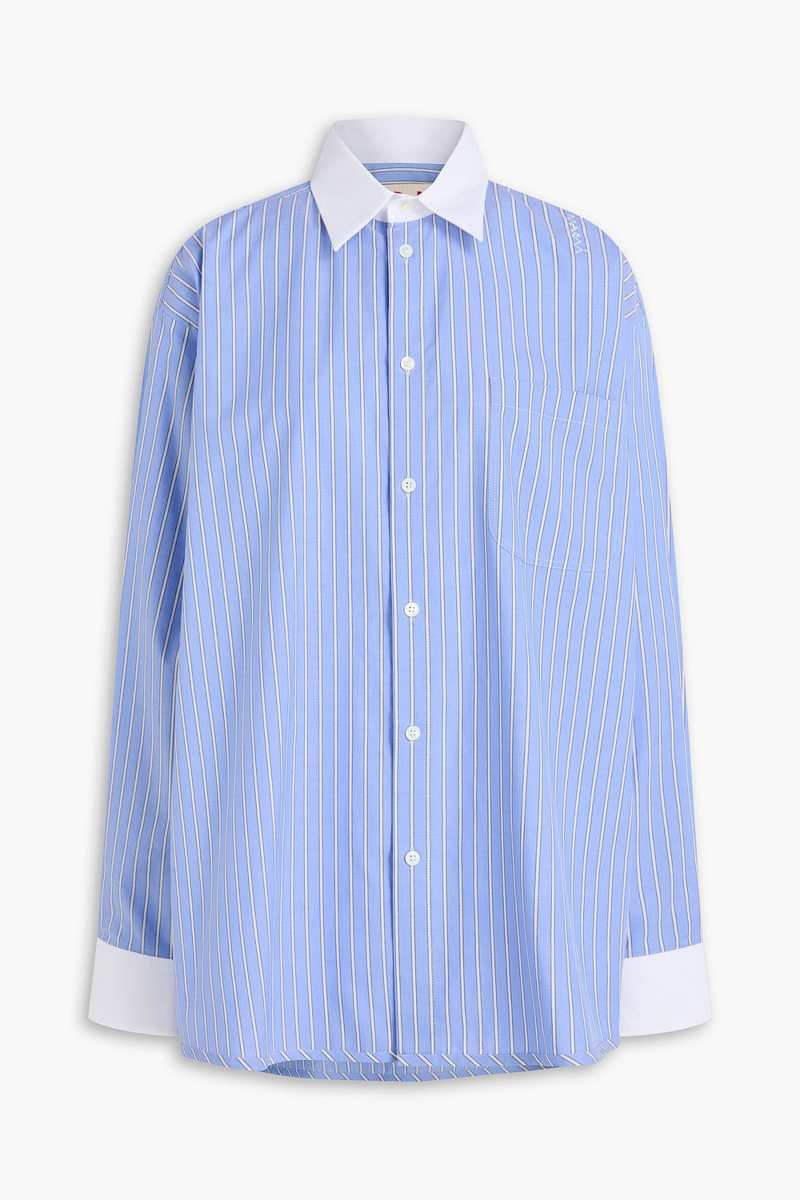 marni - striped cotton-poplin shirt - blue - it 38