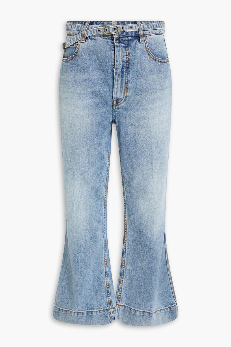 zimmermann - belted high-rise kick-flare jeans - blue - 29