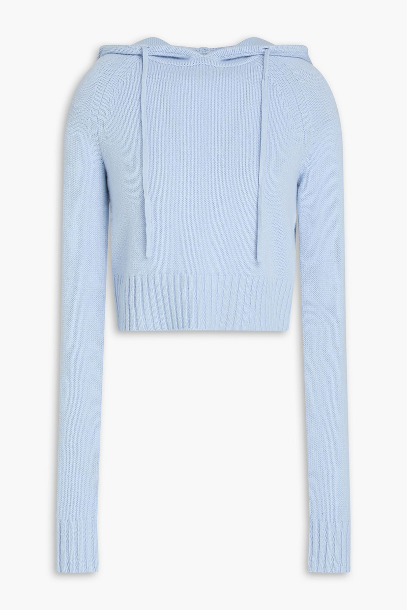zimmermann - cropped wool and cashmere-blend hoodie - blue - 0