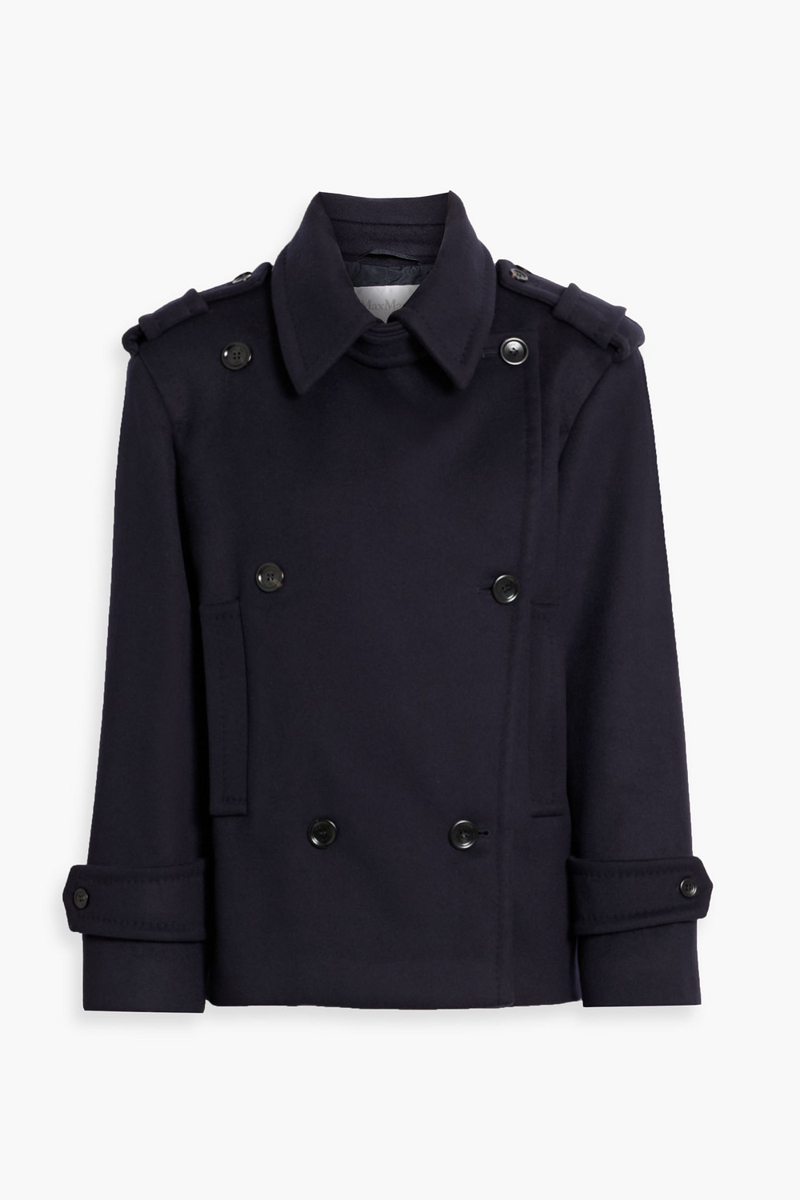 max mara - laveno double-breasted wool and cashmere-blend felt coat - blue - it 38