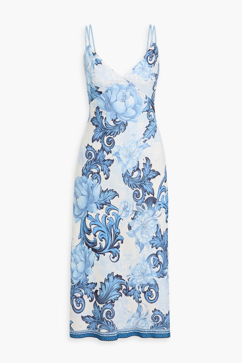 alice olivia - kiro paisley-print crepe midi dress - blue - us 14