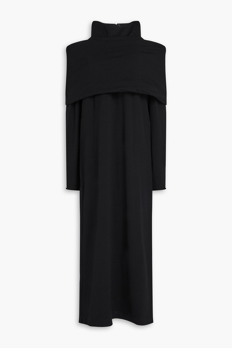 brunello cucinelli - cold-shoulder wool-blend jersey midi dress - black - s