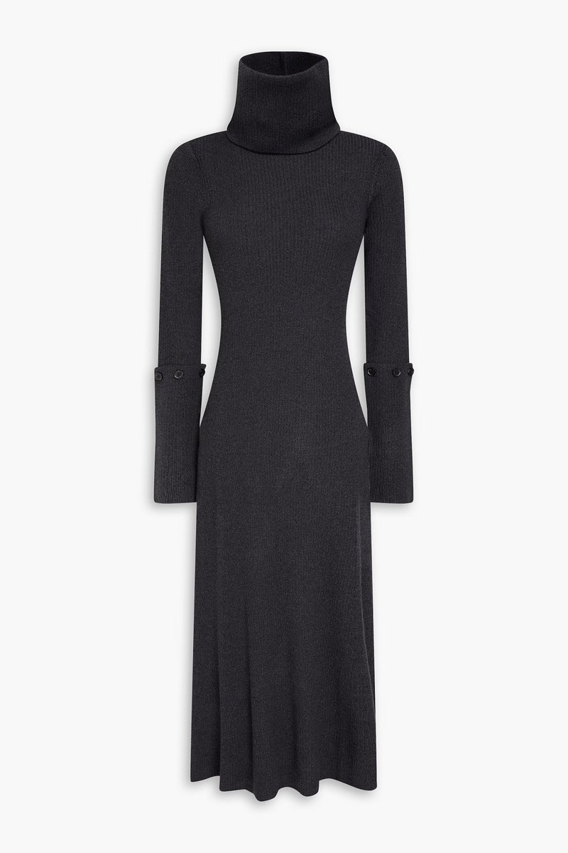 proenza schouler - ribbed-knit turtleneck midi dress - gray - xs