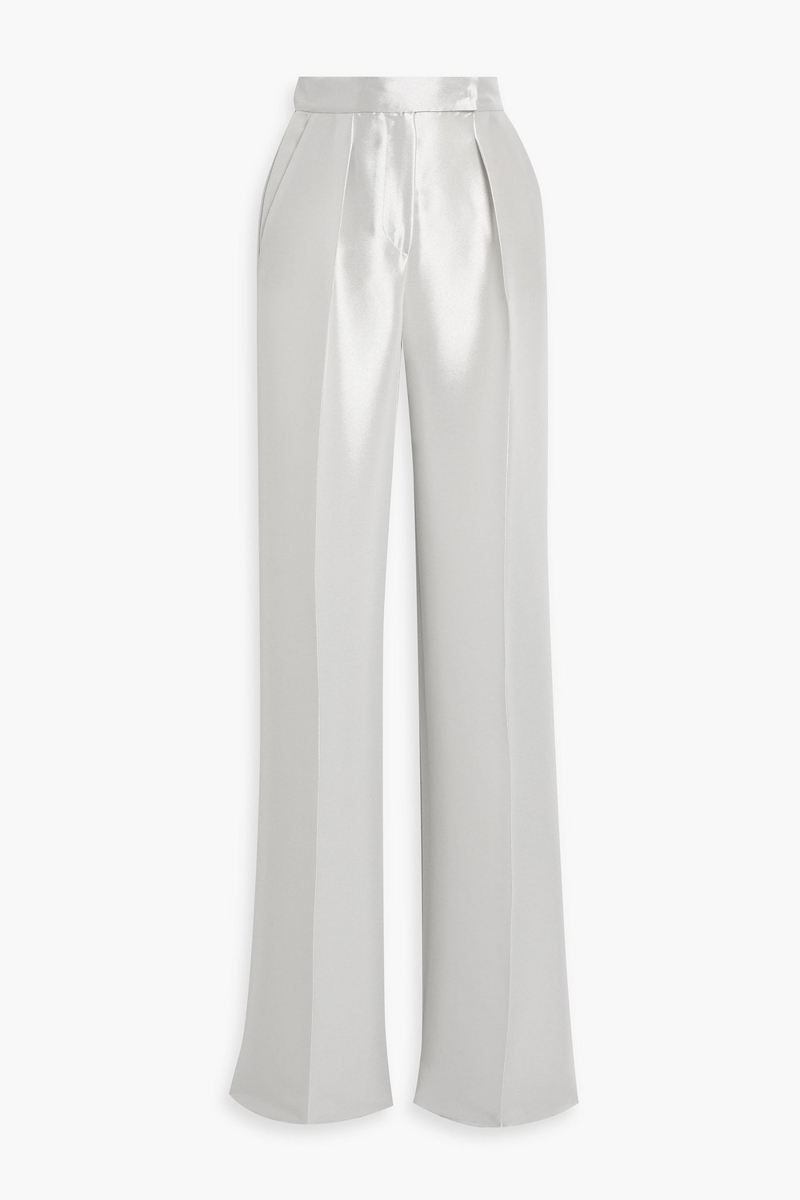 max mara - tebano silk-blend lamé wide-leg pants - metallic - it 38