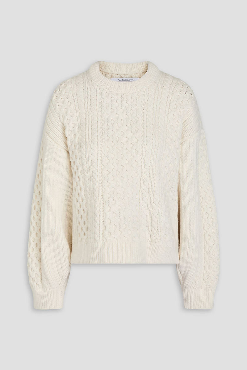 another tomorrow - cable-knit wool sweater - white - xl