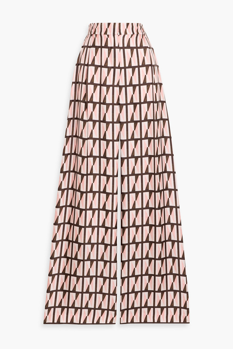 emilia wickstead - audrey printed silk-twill wide-leg pants - pink - uk 14