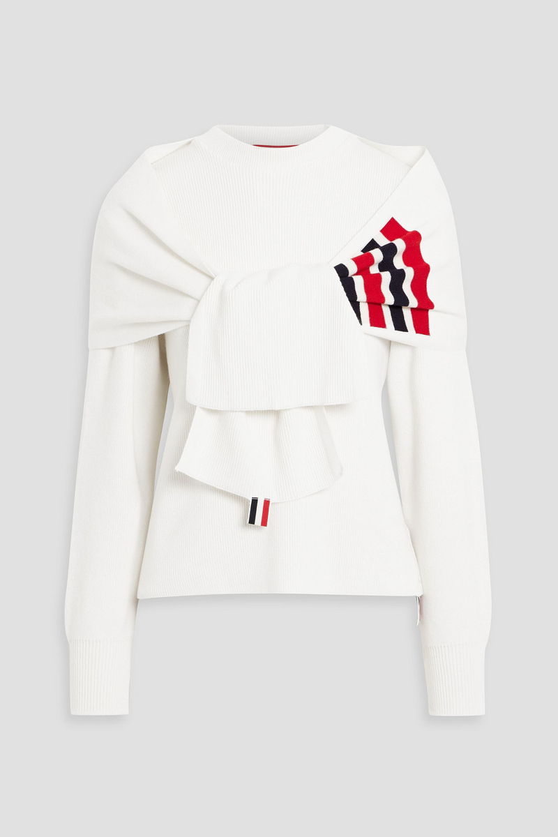 thom browne - layered ribbed cashmere and wool-blend sweater - white - it 38
