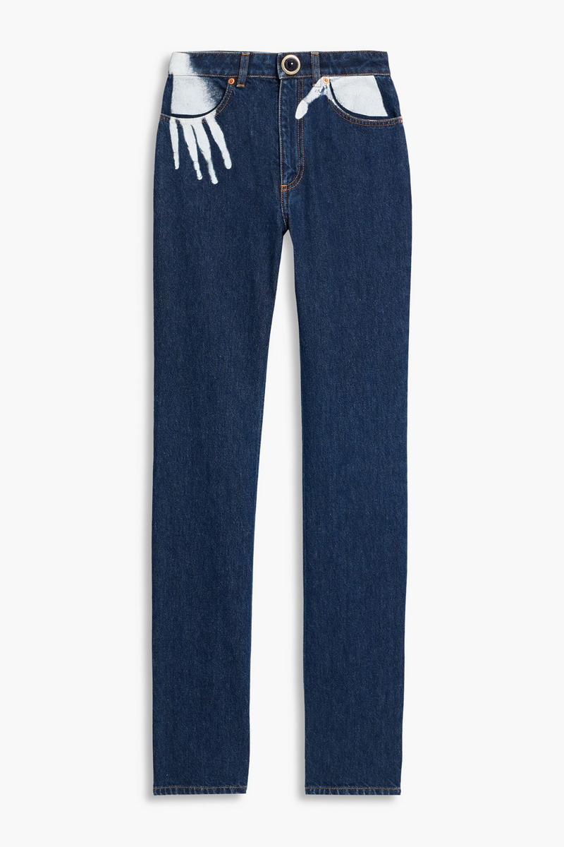 area - printed high-rise straight-leg jeans - blue - 24
