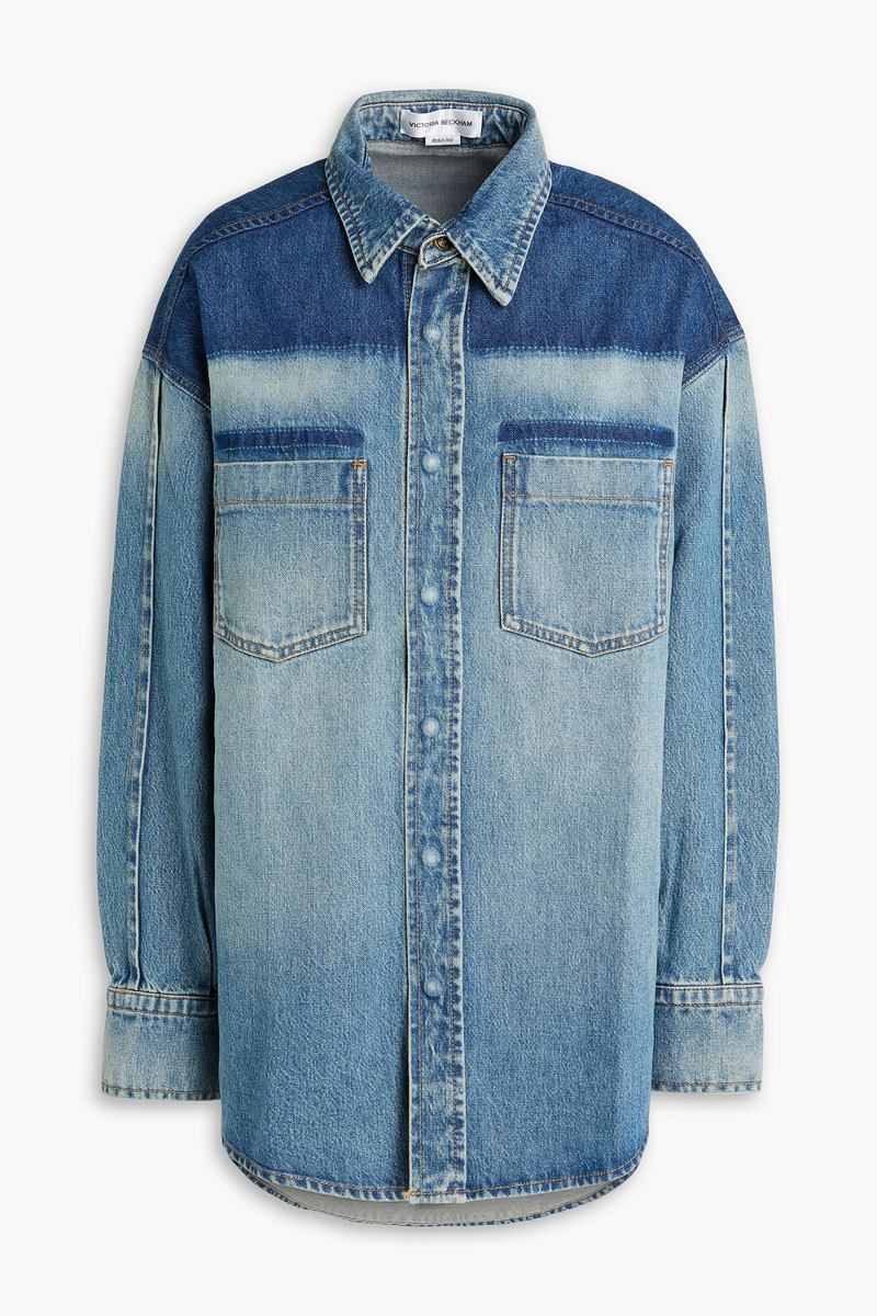victoria beckham - oversized denim shirt - blue - uk 8