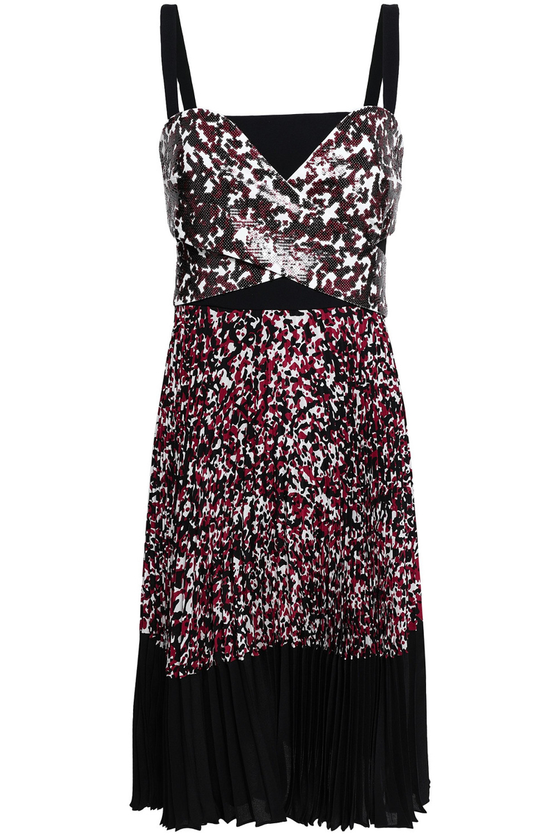 Roberto Cavalli - Sequined printed silk crepe de chine dress - Black - IT 38