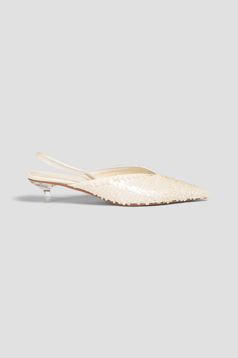 Neous - Irena sequined leather slingback pumps - White - EU 39
