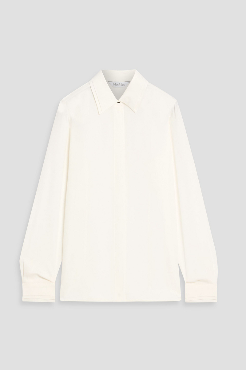 max mara - norel silk crepe de chine shirt - white - it 38