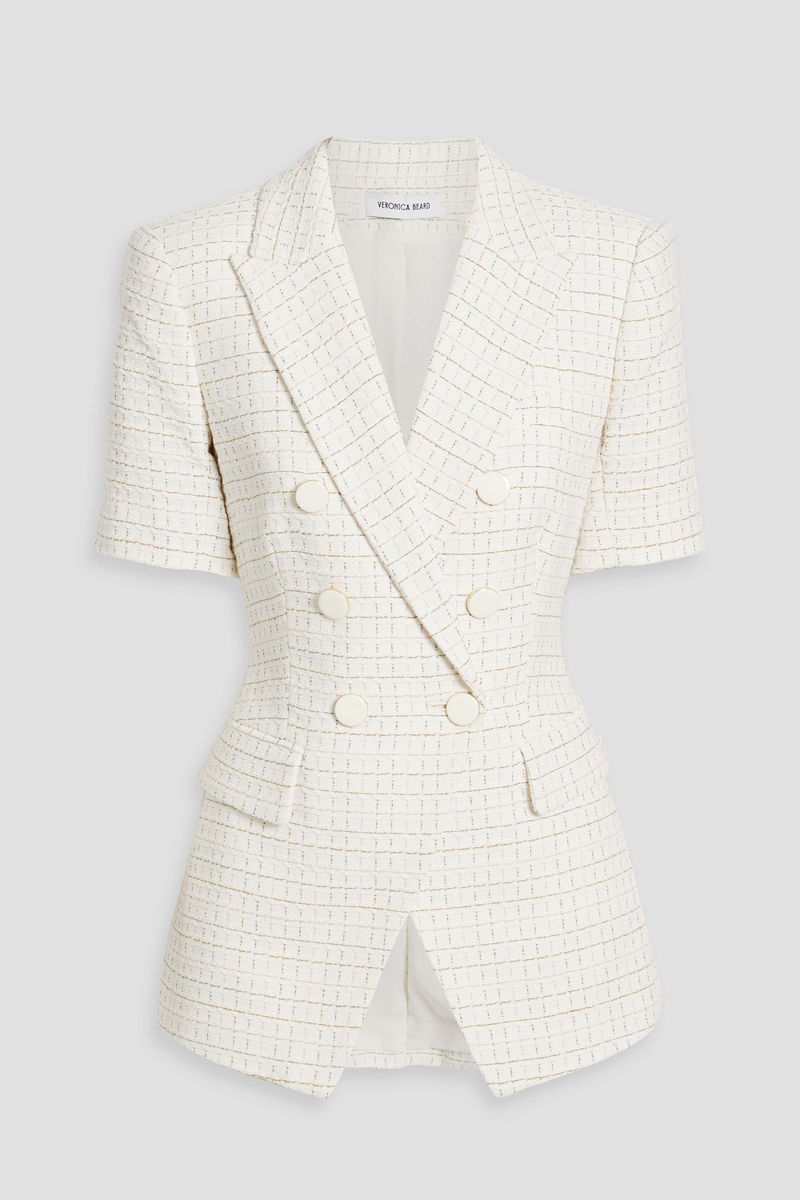 veronica beard - atwood double-breasted cotton-tweed jacket - white - us 2