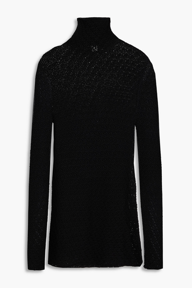 toteme - crochet-knit turtleneck top - black - xxs