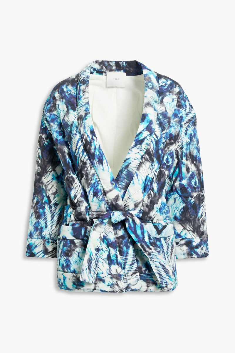 IRO - Fayra quilted printed crepe wrap jacket - Blue - FR 38
