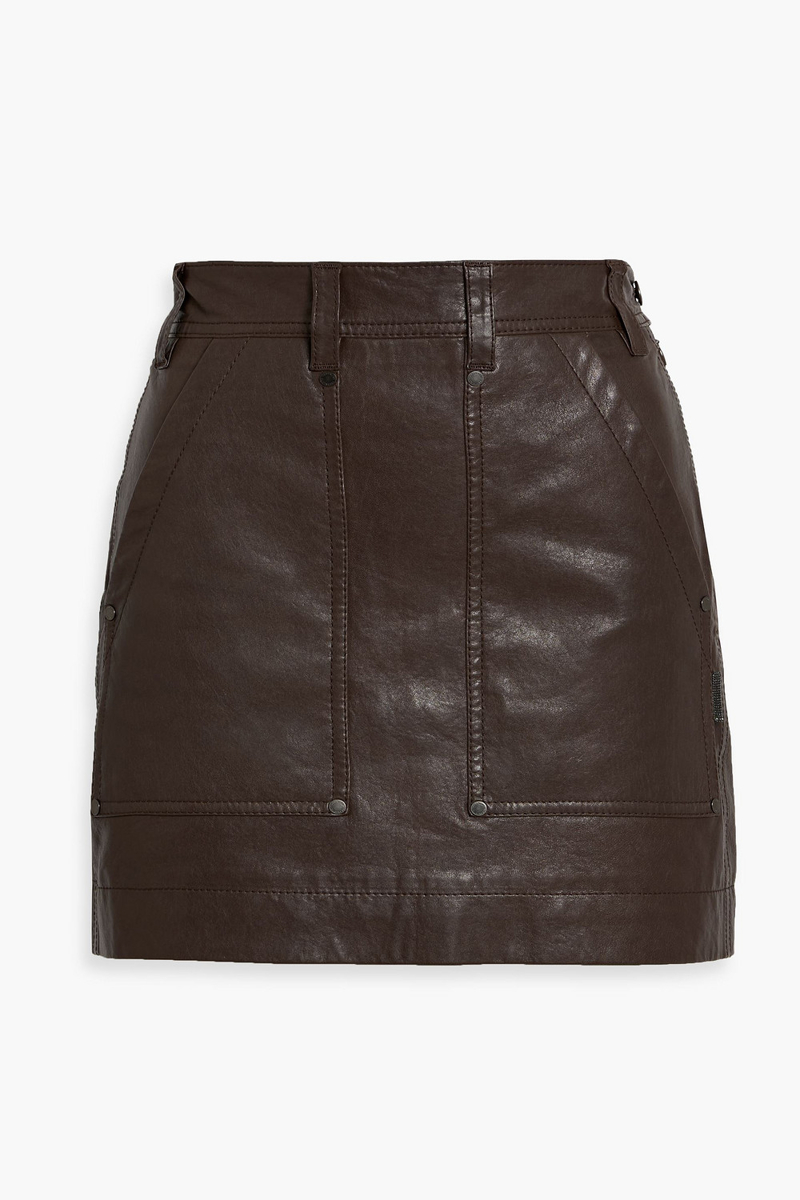 brunello cucinelli - leather mini skirt - brown - it 42