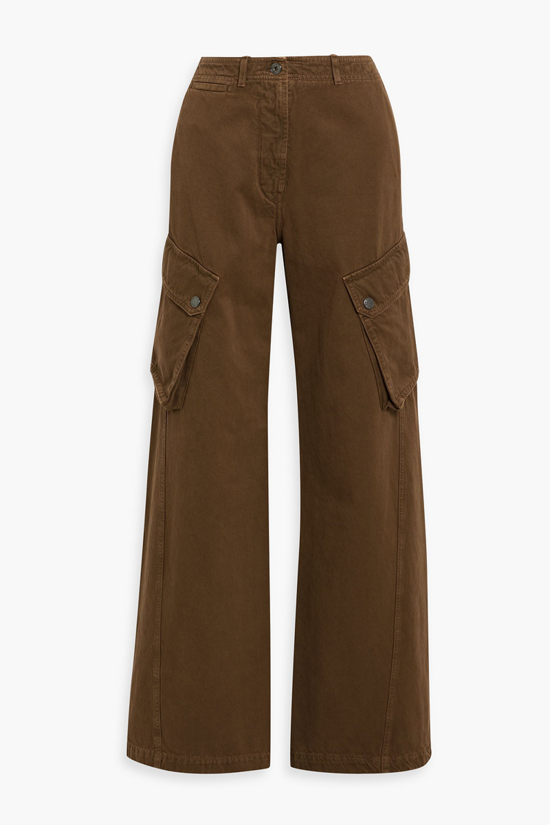 weekend max mara - elvy cotton-twill wide-leg cargo pants - brown - it 46