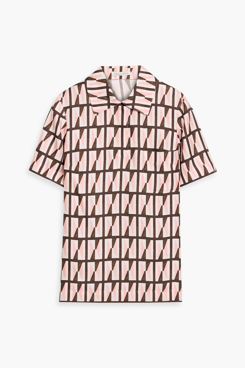 emilia wickstead - antonia printed silk-twill shirt - pink - uk 12