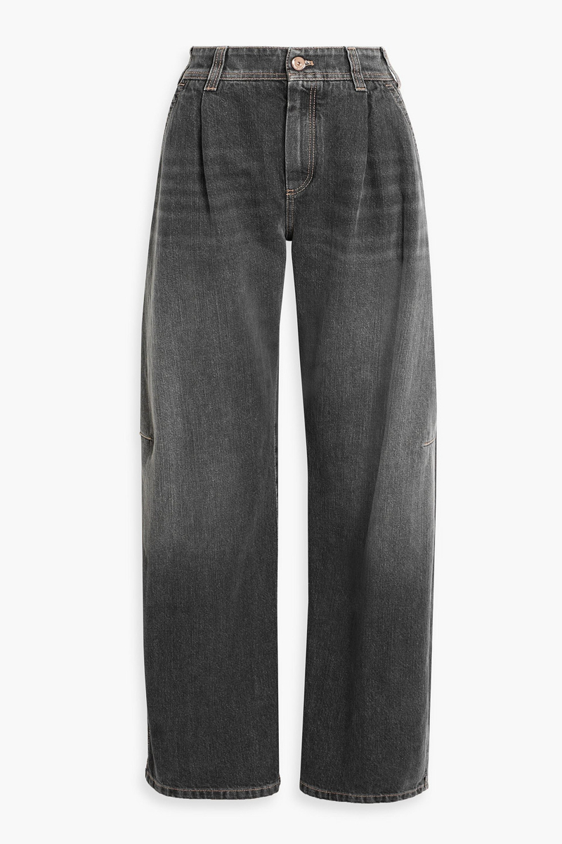brunello cucinelli - high-rise barrel-leg jeans - gray - it 42