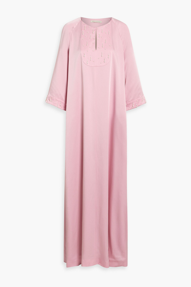 emilia wickstead - arles embellished satin maxi dress - pink - uk 8